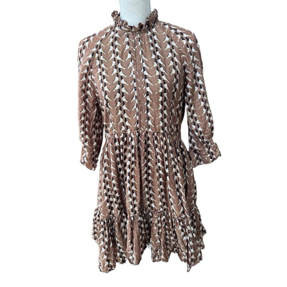 Elegant Brown Patterned Mini Dress